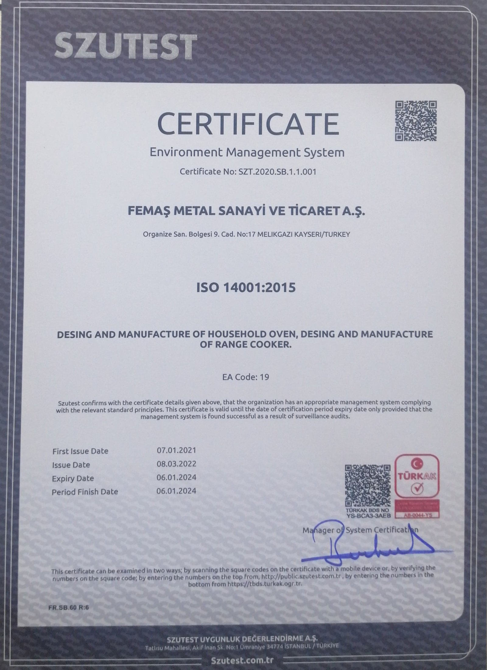fiorenta 14001 certificate