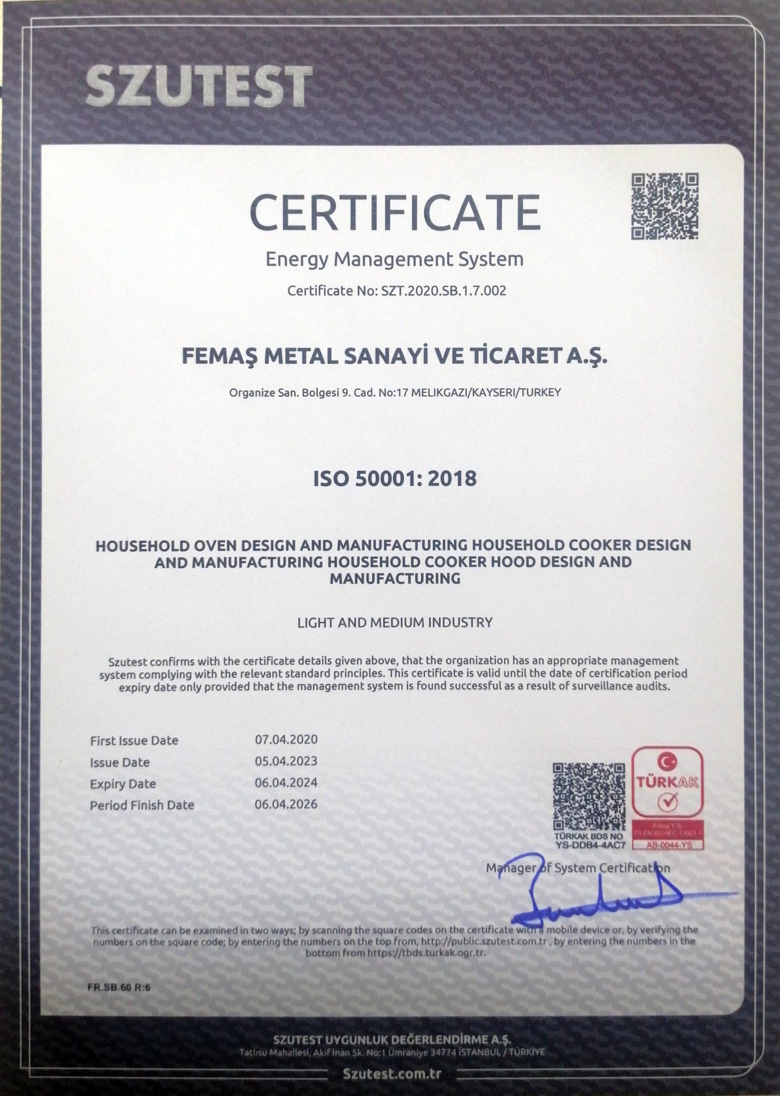 fiorenta 50001 certificate