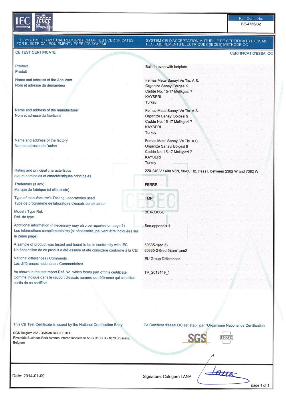fiorenta iec certificate