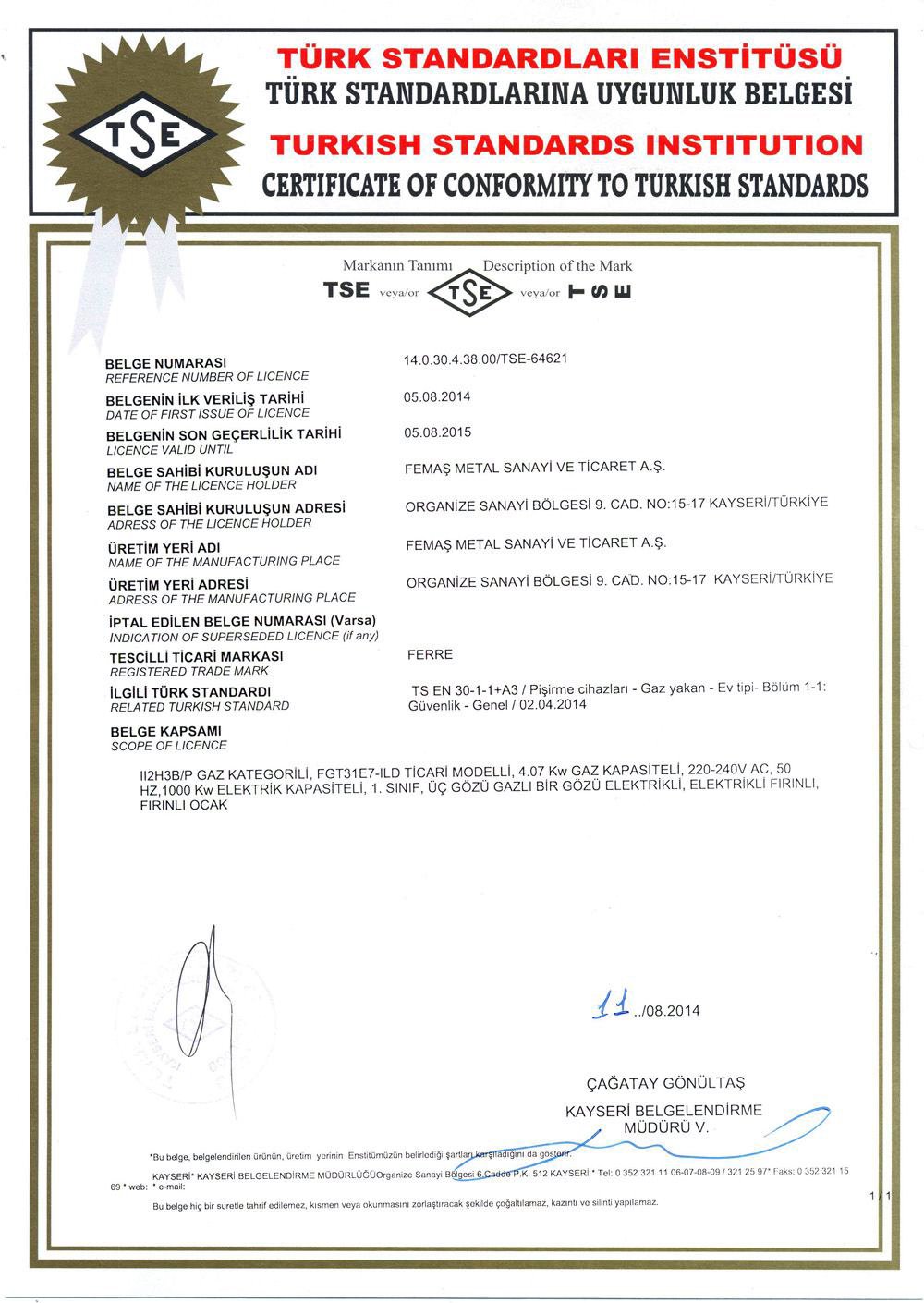 fiorenta tse certificate